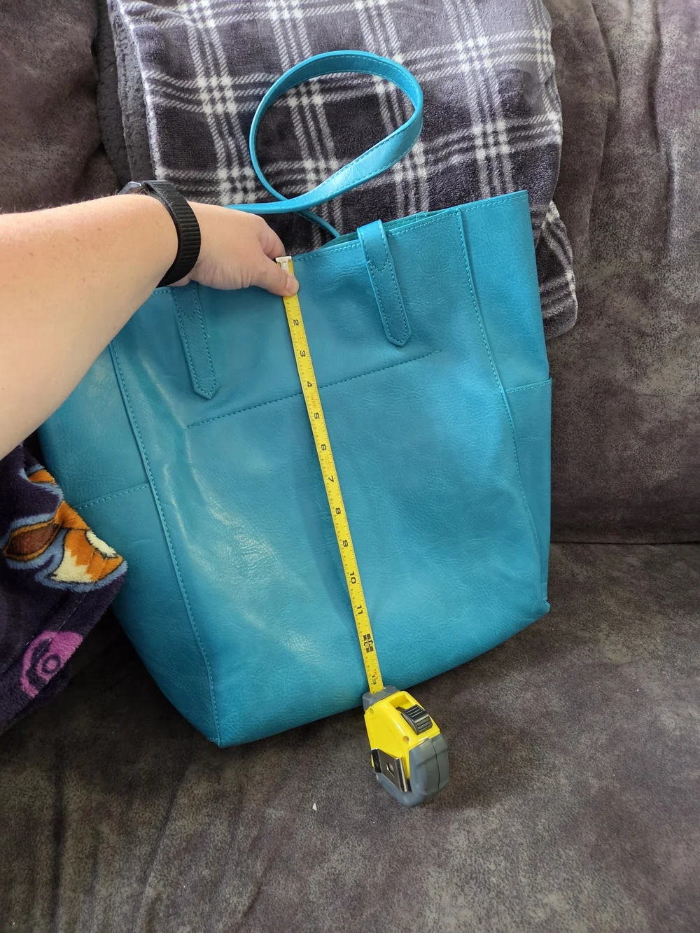 Teal Faux Leather Tote Bag - Women's Everyday Shoulder Bag